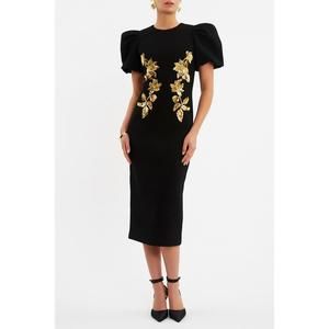 NEW REBECCA VALLANCE women's versailles midi dress in black
